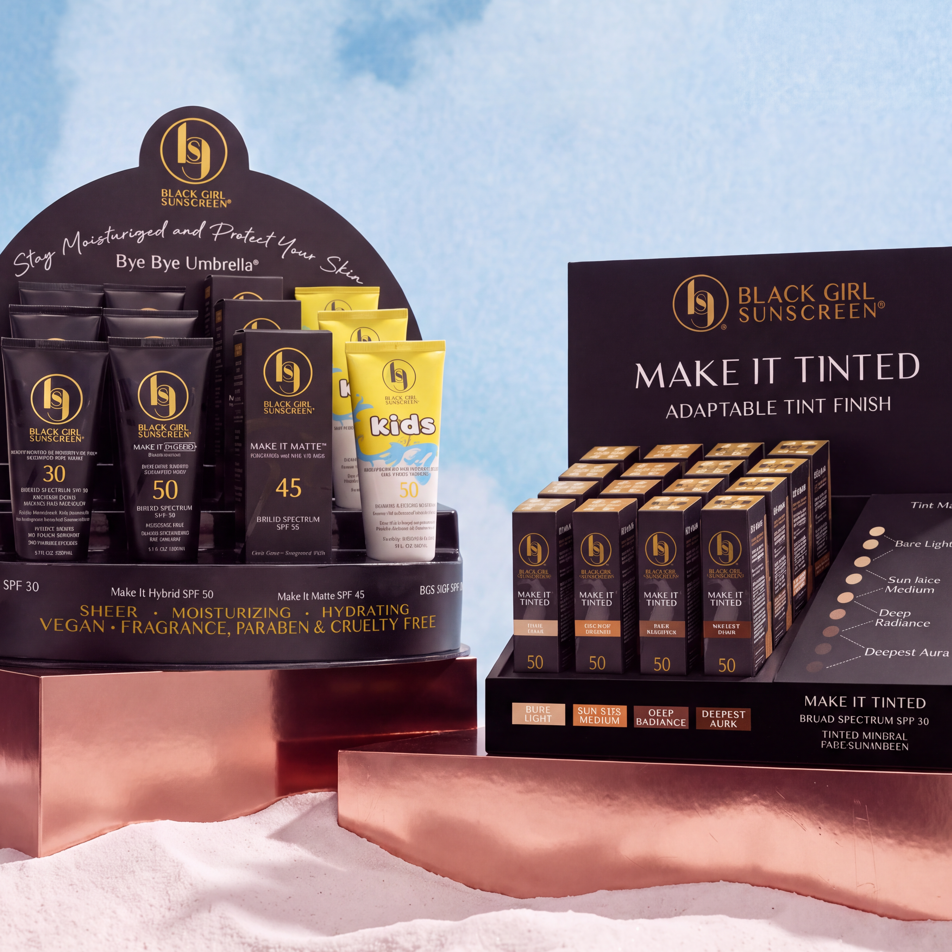 Black Girl Sunscreen branded retail sales display units